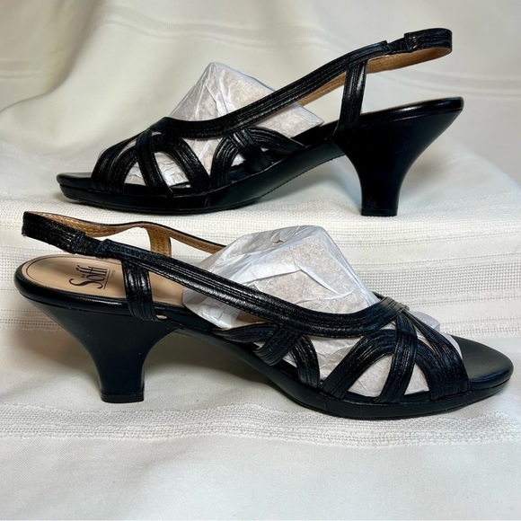 Sofft Black Leather Slingback Heeled Dress Sandals Sz 9M EUC - Picture 6 of 12